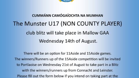 Please fill out the form below if you intend on taking part at the Munster Blitz on Wednesday 14th August. https://forms.office.com/e/Jx18vyxCr1