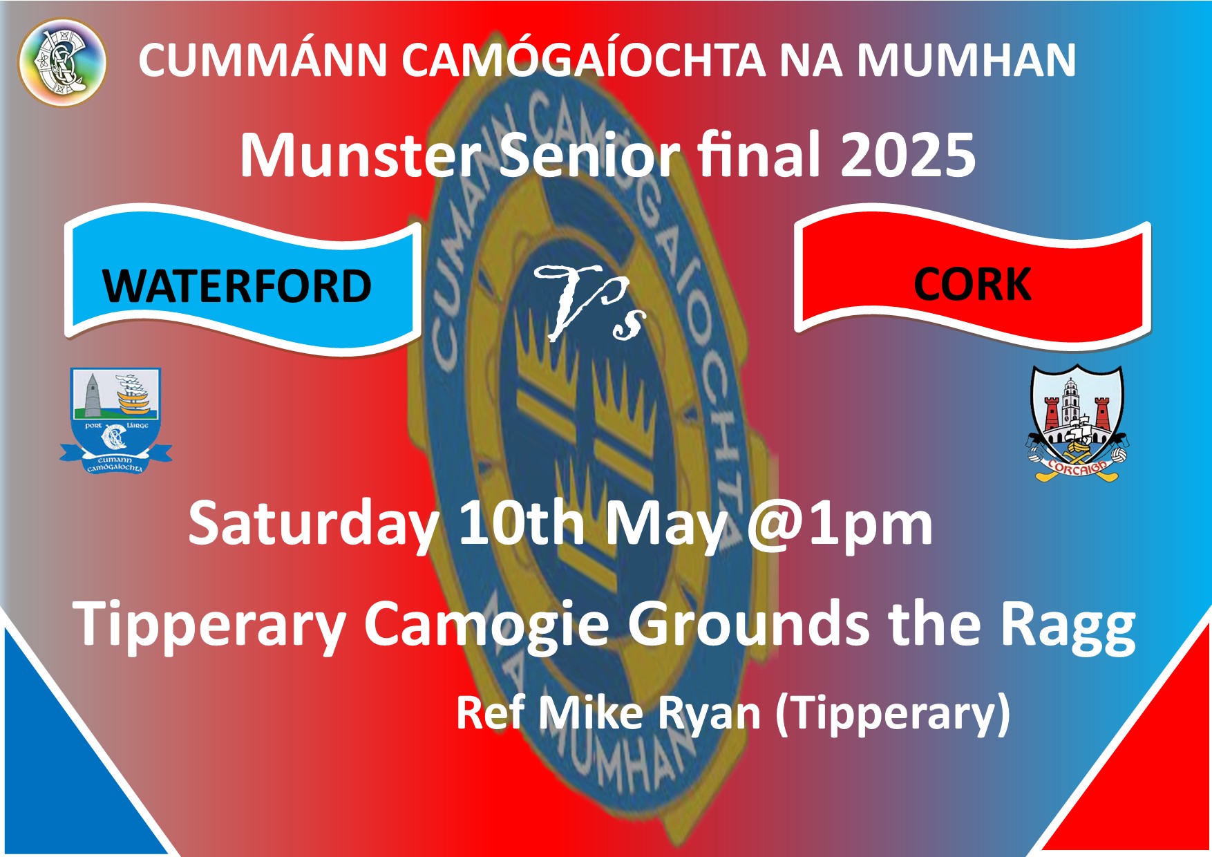 MUNSTER SENIOR CHAMPIONSHIP FINAL SET FOR TIPPERARY CAMOGIE GROUNDS